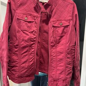 Aventurine Women’s Organic Cotton Quilted Pink Jean Jacket